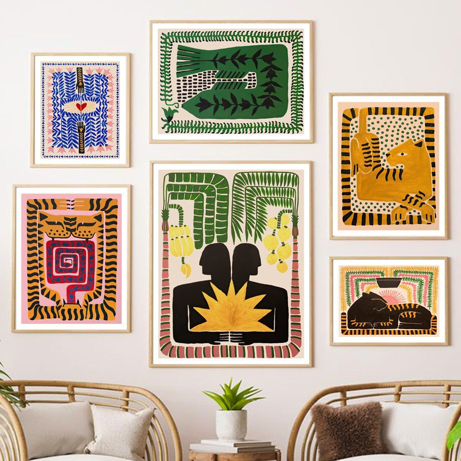 Tropica Folk Art Prints | Modern Botanical Wall Art on Canvas - Styyler