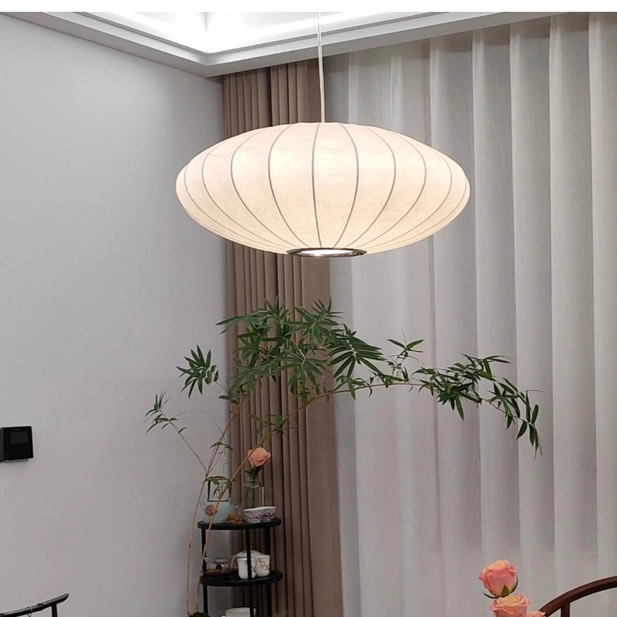 Satori Japandi Pendant Lamp | Ceiling Light in Ivory White | 40cm or 50cm