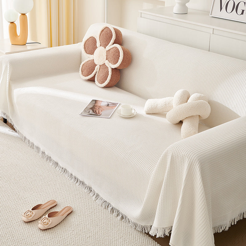 Kalmea Japandi Sofa Cover | Machine Washable Couch Protector with Tassel Edge - Styyler
