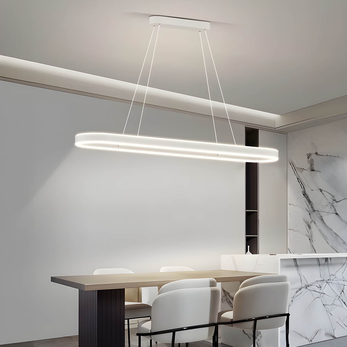 OLIVIA Pendant Light | Modern Minimalist Oval Design with Tricolor Dimmable LED