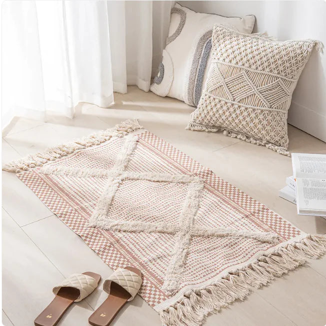 Rabat Boho Style Tassel Rug | Accent Rug for Bedroom, Living Room or Bathroom - Styyler