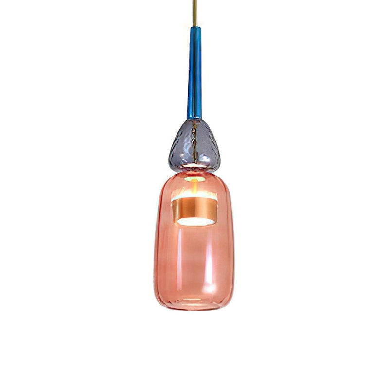 Orlena| Macaron Glass Pendant Light with Warm Amber Accent