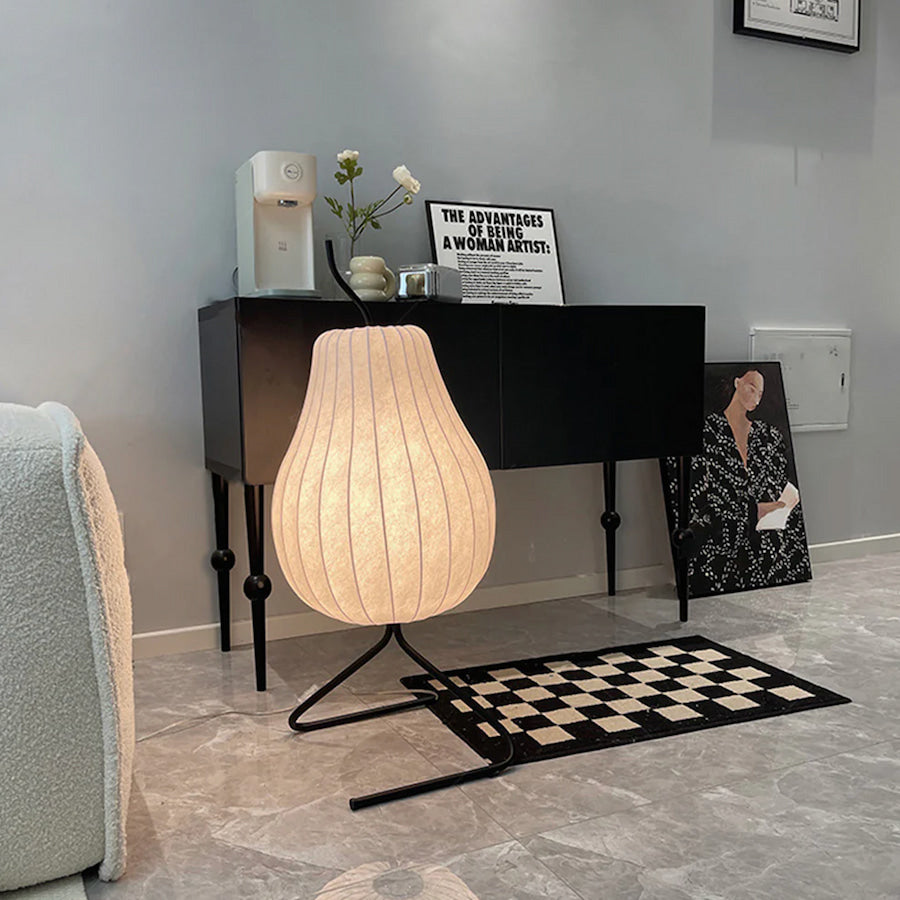 Orlenae | Pear Silk Floor Lamp for Modern Living Room Ambience 3
