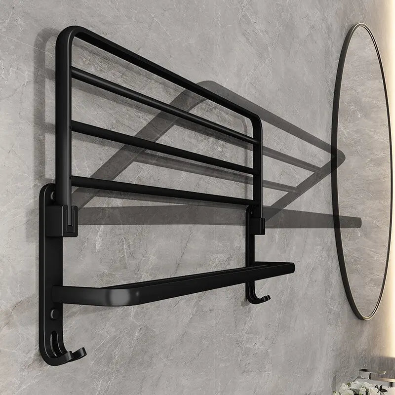 Orlin | Matte Black Towel Rack for Space-Saving Bathroom Storage