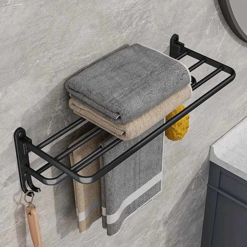 Orlin | Matte Black Towel Rack for Space-Saving Bathroom Storage