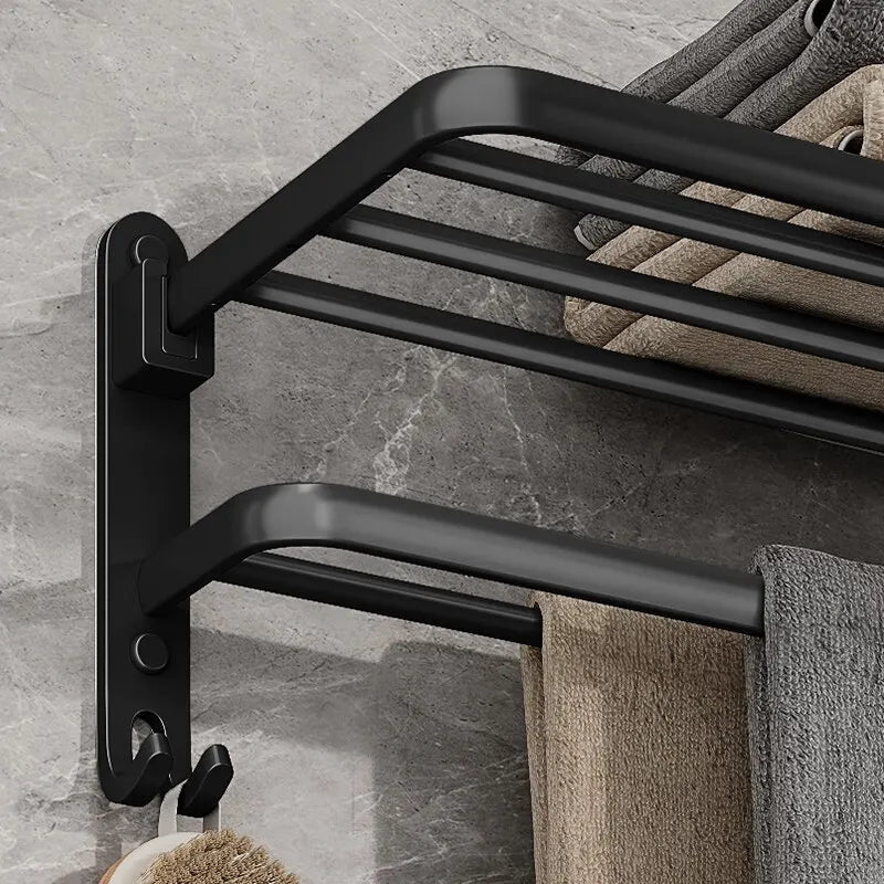 Orlin | Matte Black Towel Rack for Space-Saving Bathroom Storage