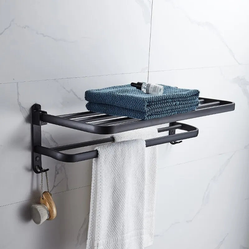 Orlin | Matte Black Towel Rack for Space-Saving Bathroom Storage