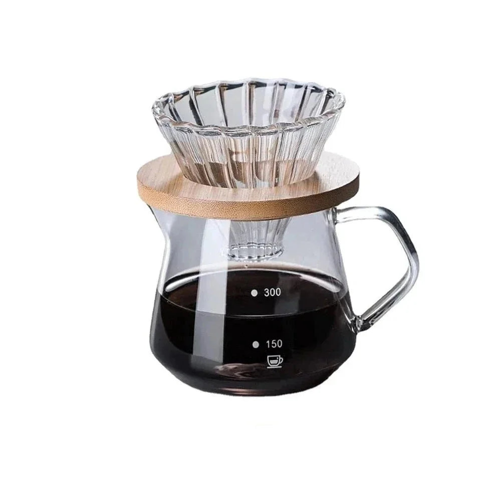 Pour Over Coffee Set with Heat-Resistant Glass Dripper, Wood Holder, and Sharing Pot – Perfect Coffee Gift Set for Brewing Enthusiasts 4