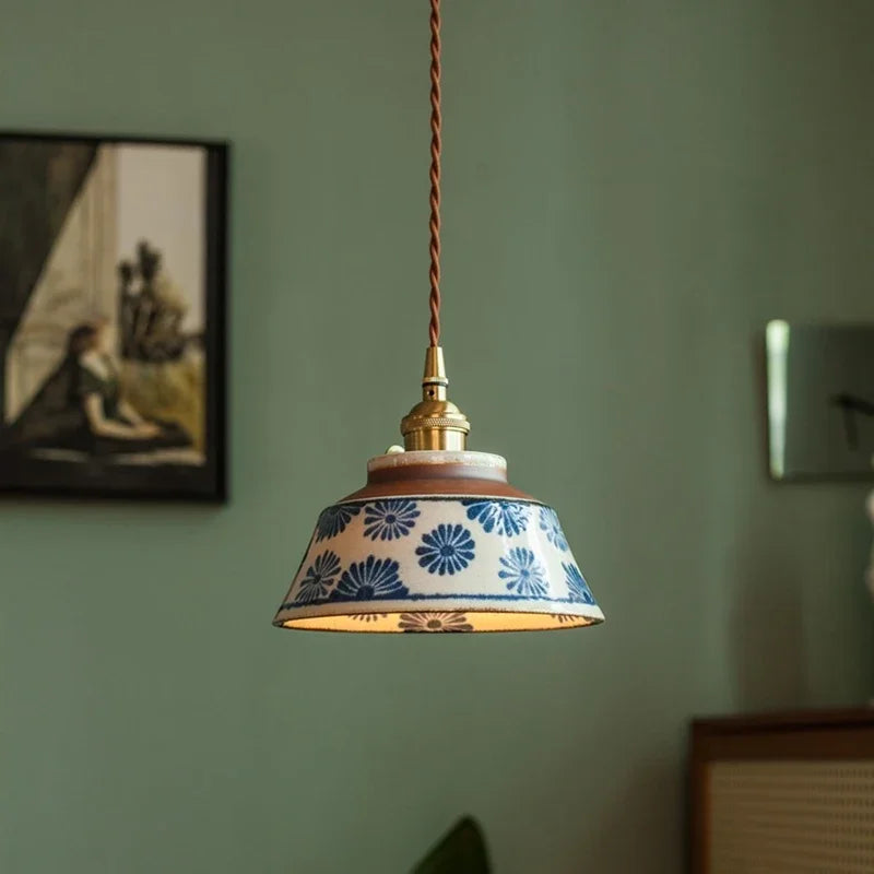 Ronja Kitchen Pendant Lighting with Hand-Painted Ceramic Shade and Copper Fixture 0