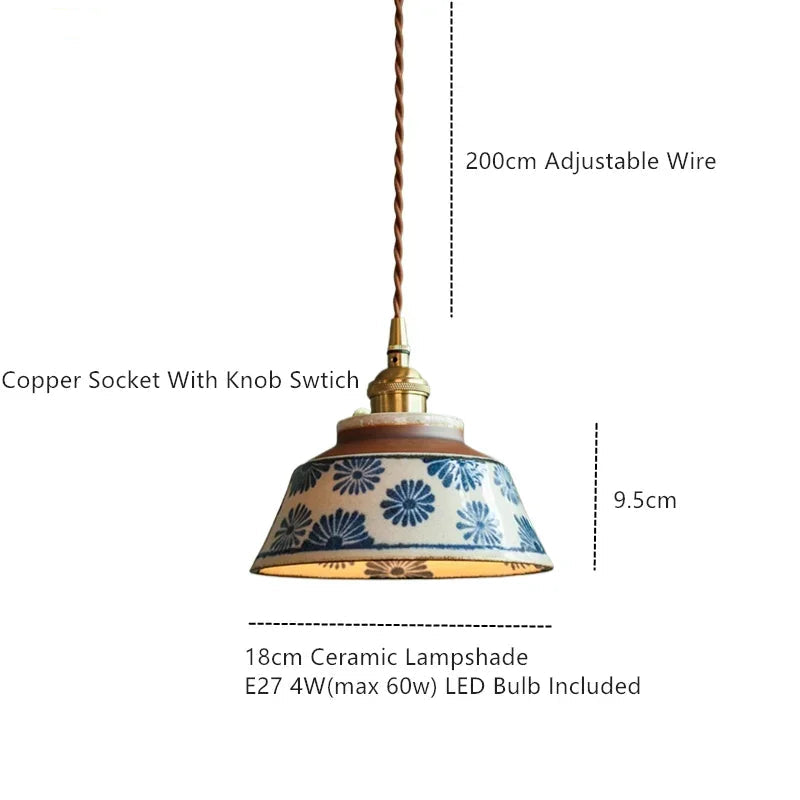 Ronja Kitchen Pendant Lighting with Hand-Painted Ceramic Shade and Copper Fixture 1