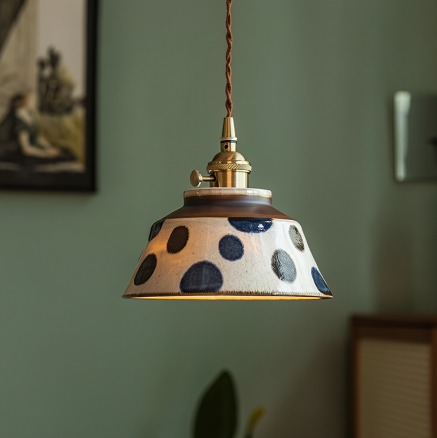 Ronja Kitchen Pendant Lighting with Hand-Painted Ceramic Shade and Copper Fixture 10