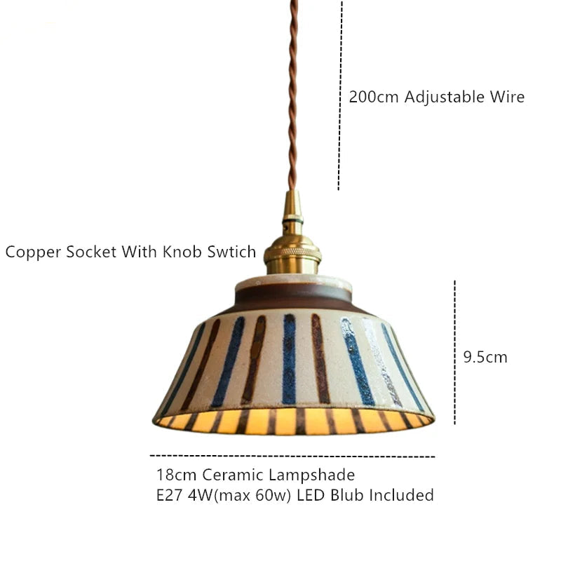 Ronja Kitchen Pendant Lighting with Hand-Painted Ceramic Shade and Copper Fixture 5