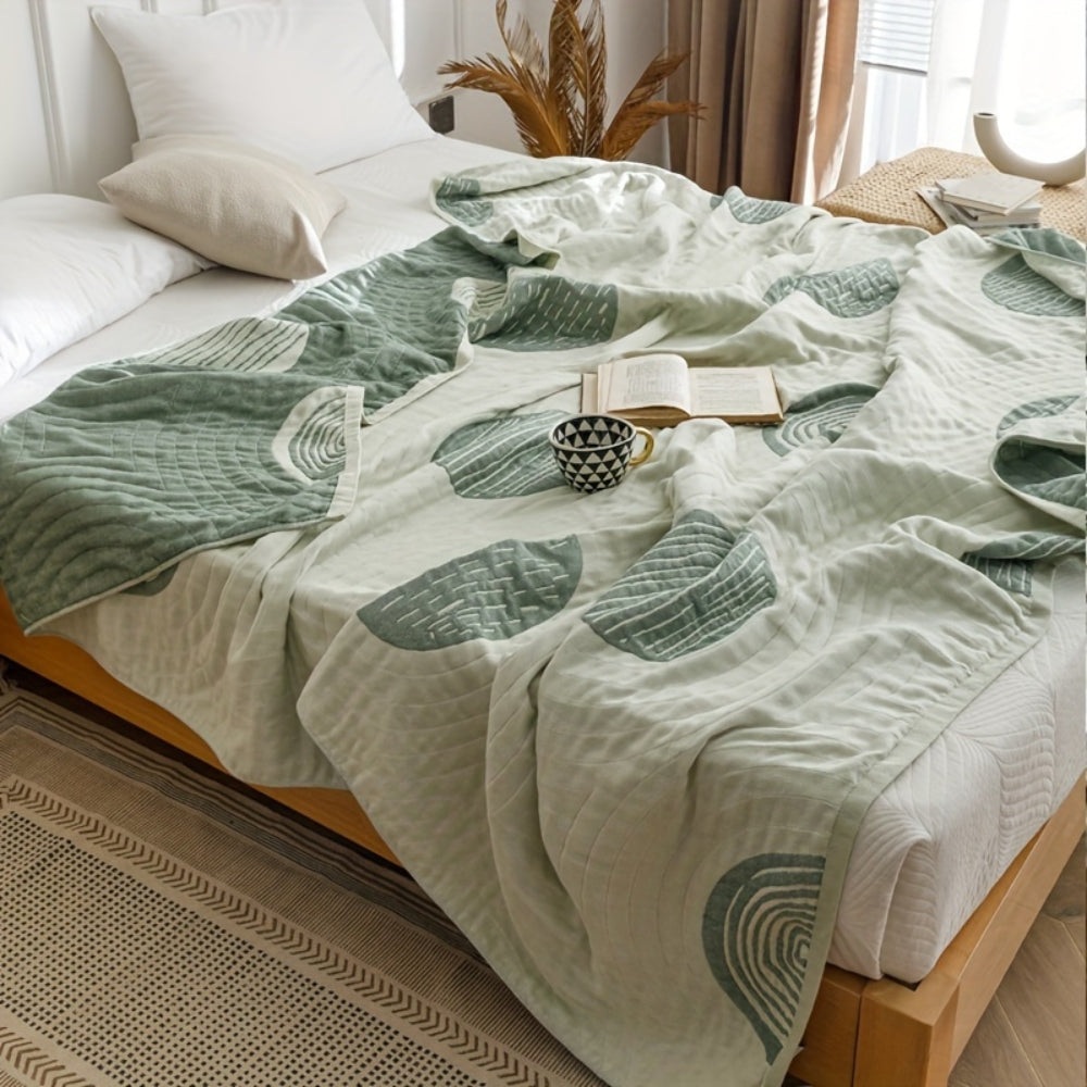 Serene Cotton Blanket with Round Pattern for All-Season Comfort 5