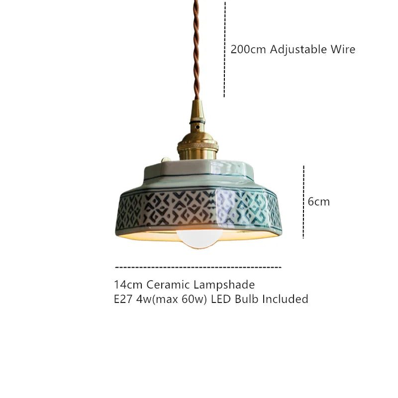 Sonja Pendant Light with Hand-Painted Ceramic Shade and Copper Fixture for Kitchen Island Lighting 3