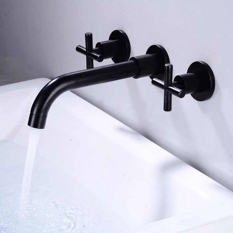 Tegan Wall Mounted Bathroom Taps in Elegant Finishes with Dual Handles for Modern Decor 0