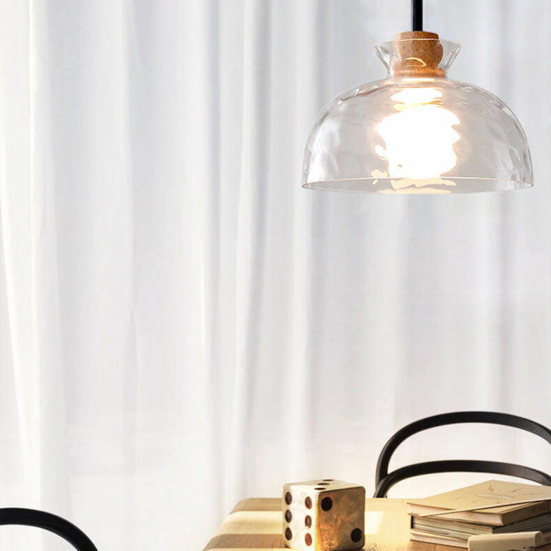 Torya | Wood Accent Glass Pendant Light for Modern Kitchen Illumination 3
