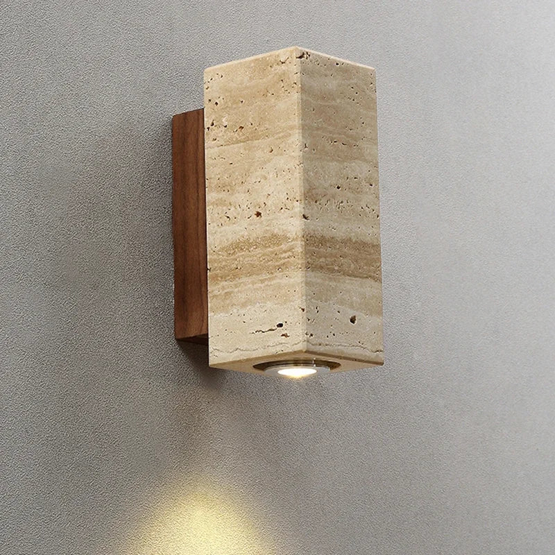 TravertineGlow | Elegant Minimalist Natural Stone Wall Sconce Lighting 2