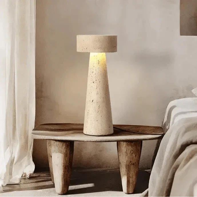 TravertineGlow | Elegant Natural Stone Bedside Table Lamp with LED 4