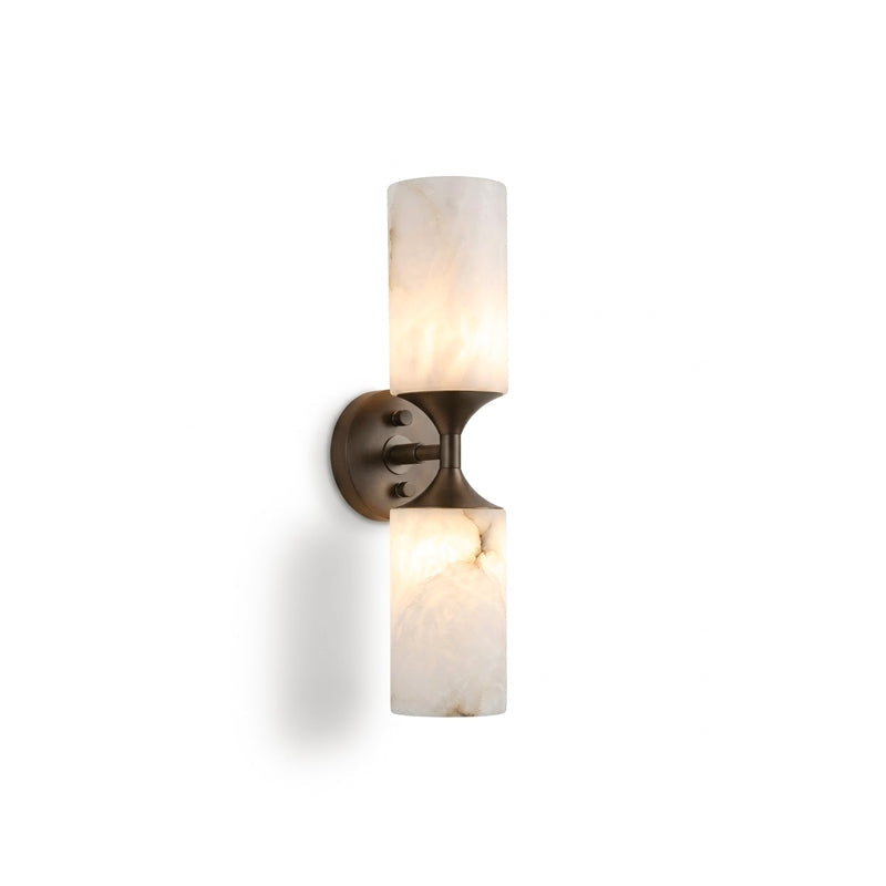 Veyron | Alabaster Wall Sconce with Stainless Steel Frame