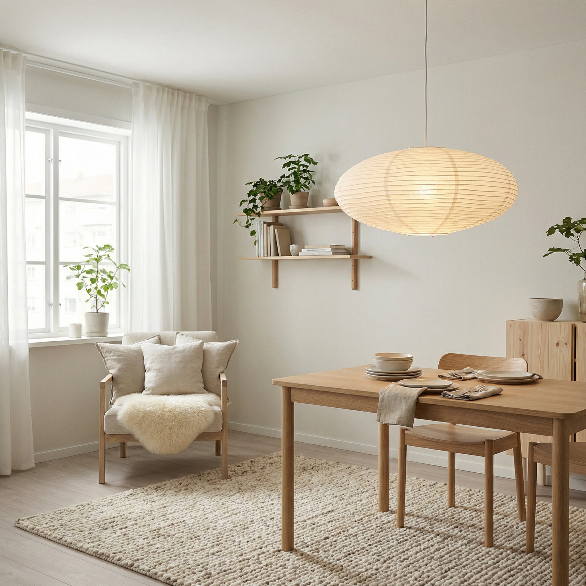 WabiLight | Elegant Minimalist Paper Kitchen Pendant Lighting Fixture 3
