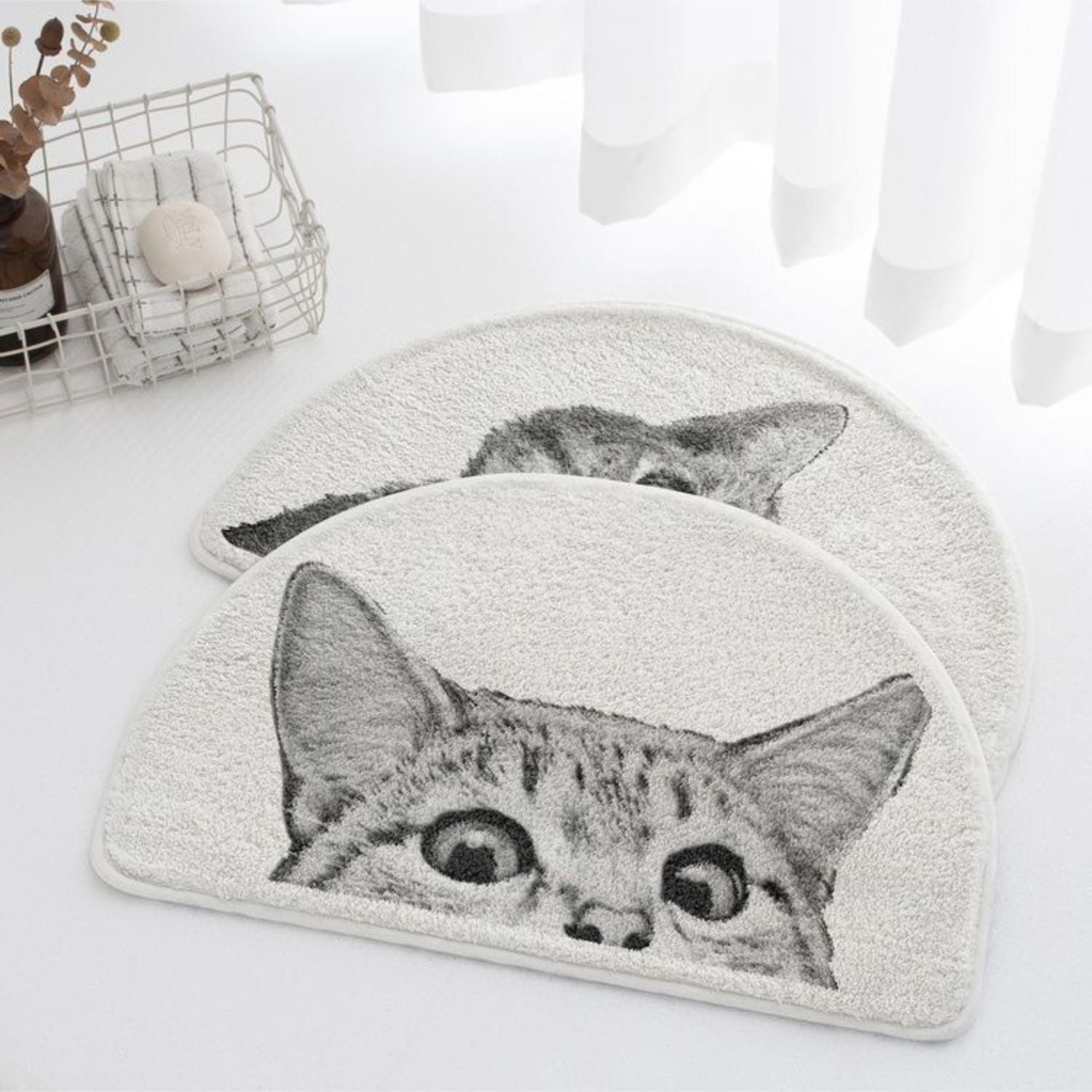 Whiskers Collection | Cat-Themed Bath Mat with Non-Slip Backing | Soft and Absorbent Bathroom Mat for Comfort 1