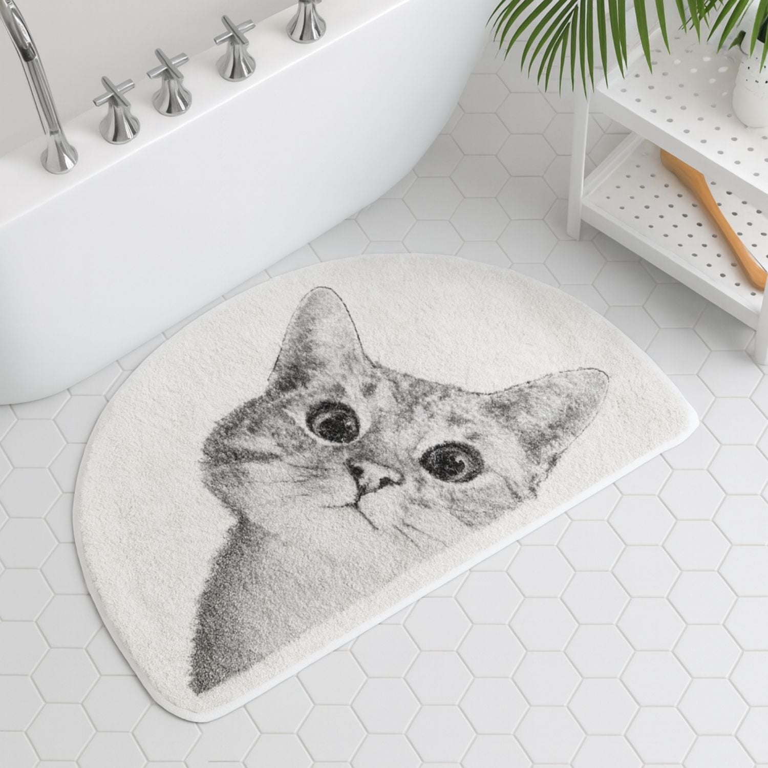 Whiskers Collection | Cat-Themed Bath Mat with Non-Slip Backing | Soft and Absorbent Bathroom Mat for Comfort 3