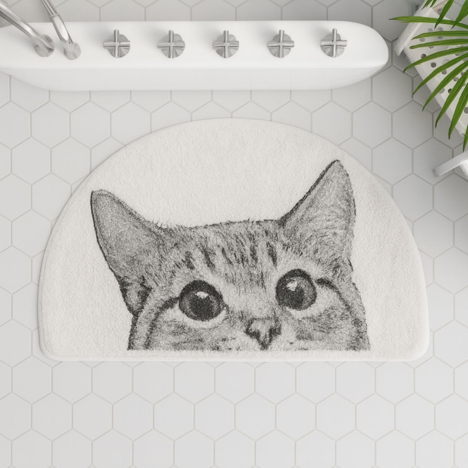 Whiskers Collection | Cat-Themed Bath Mat with Non-Slip Backing | Soft and Absorbent Bathroom Mat for Comfort 4