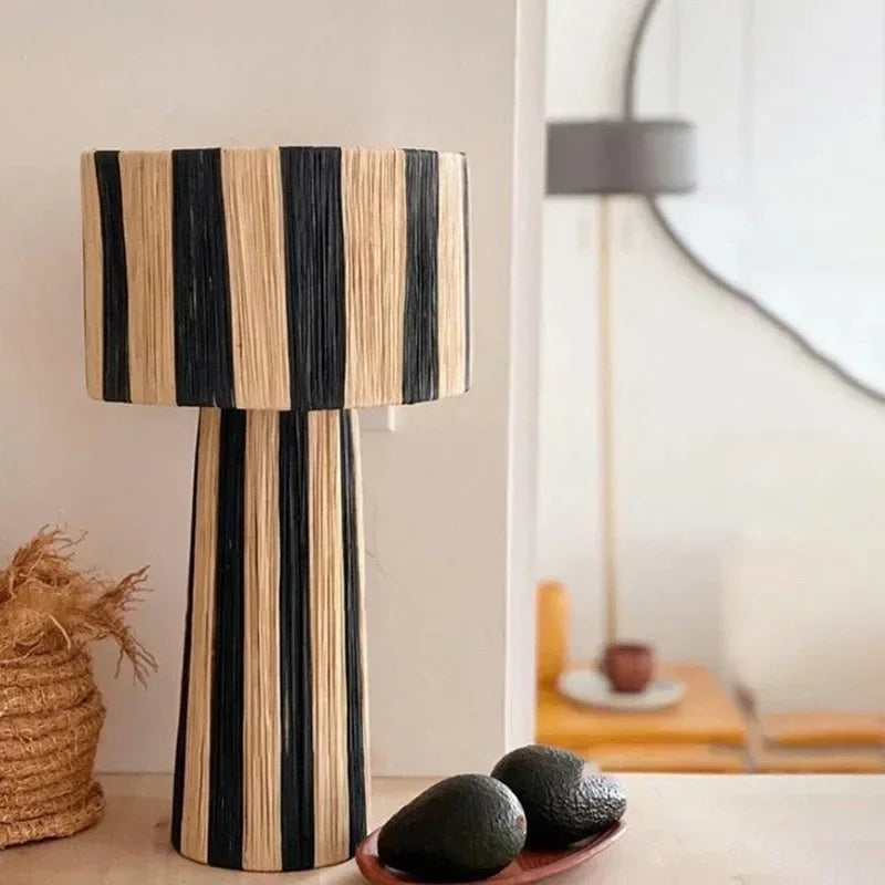 WickerGlow | Elegant Handcrafted Wicker Table Lamp for Bedroom and Living Room 0