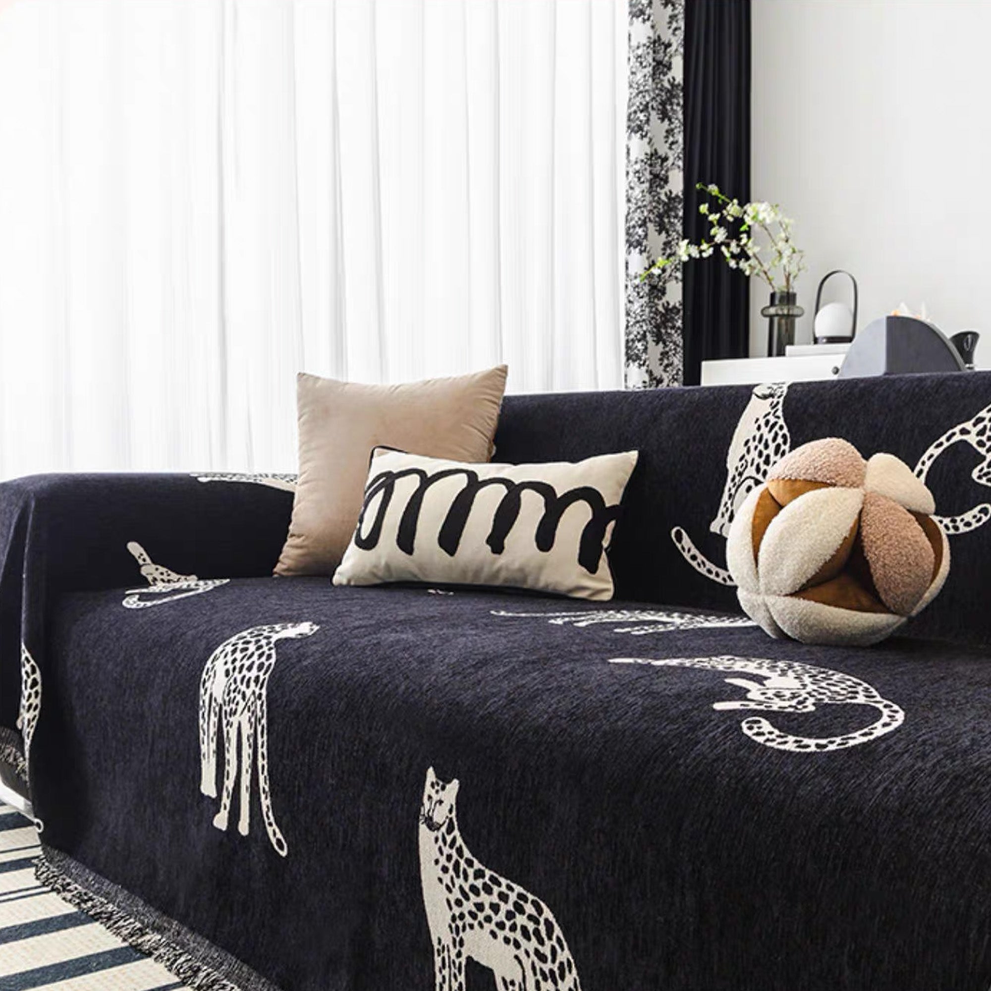 Wild Elegance Leopard Print Sofa Cover | Soft Durable Fabric Slipcover | Machine Washable - Styyler