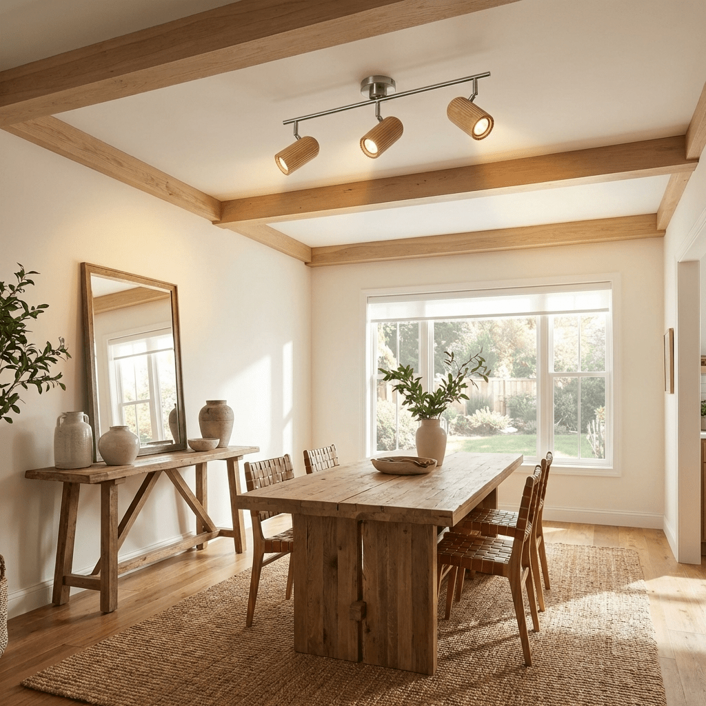 WoodenAura | Stylish Adjustable LED Ceiling Light Fixture with Three Heads 3