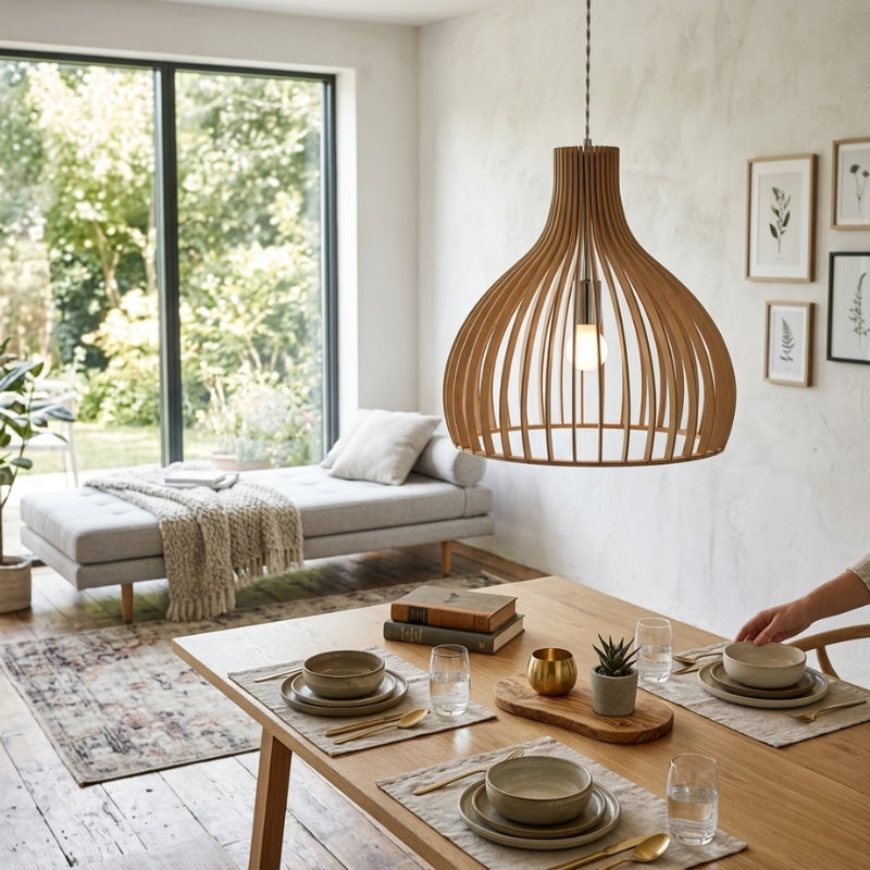 Zenorae | Nari Wooden Pendant Light for Nordic Modern Interiors