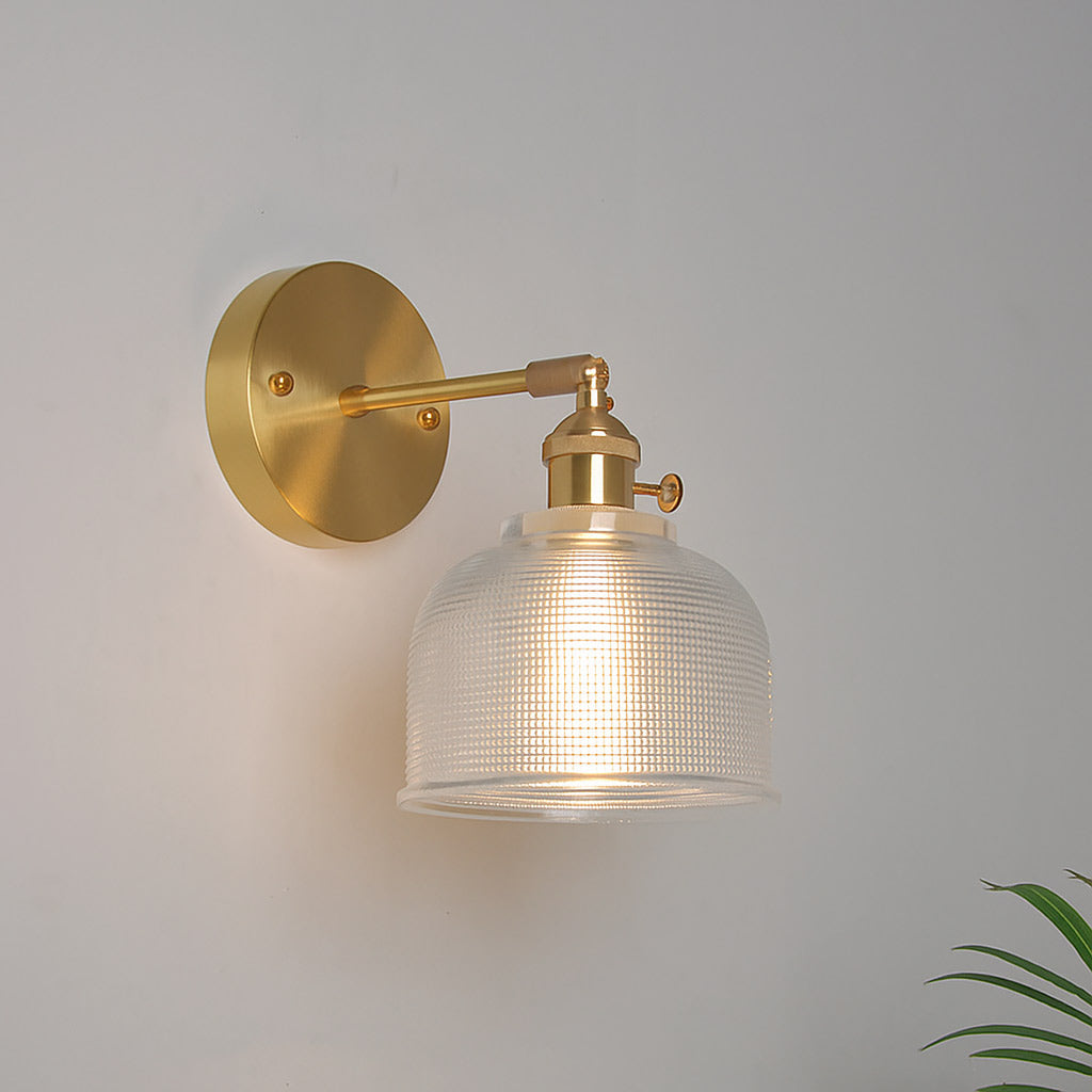 Velora Retro Brass & Glass Wall Light | Vintage Adjustable Sconce Lamp - Styyler