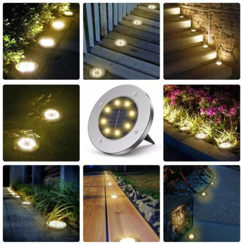SunGlow 8-LED Solar Disk Lights - 6 Pack | Garden & Patio Lights - Styyler