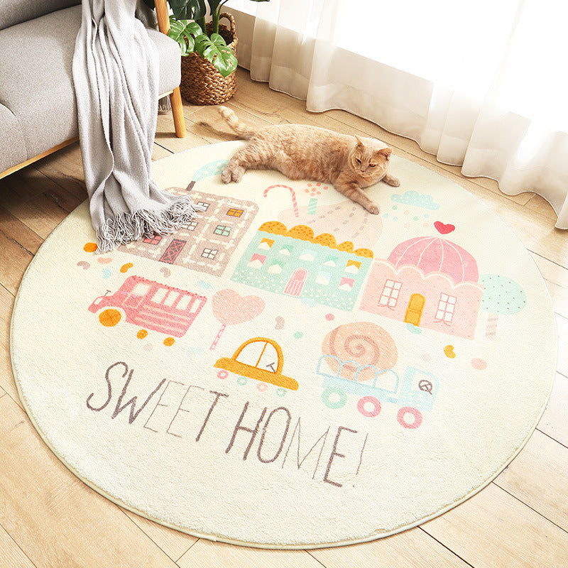 Cake Town Kids Round Rug | Soft Machine Washable Nursery Mat - Styyler