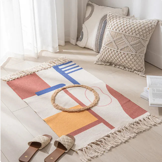 Rabat Boho Style Tassel Rug | Accent Rug for Bedroom, Living Room or Bathroom - Styyler