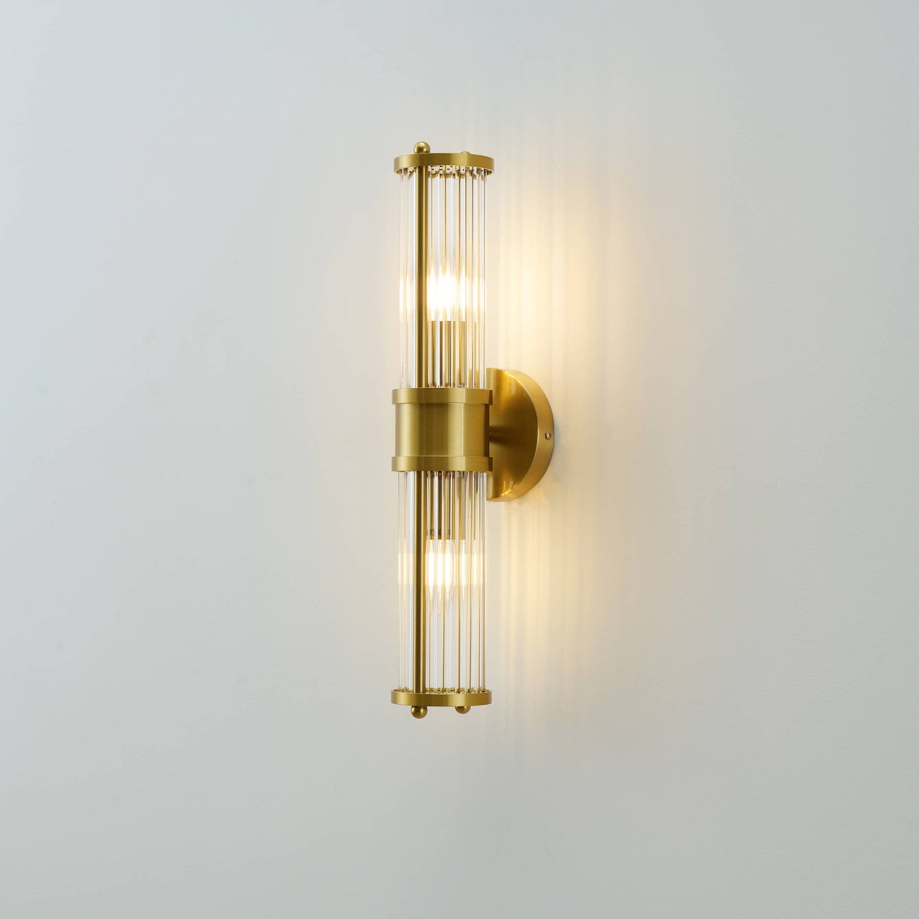 Waldorf Art Deco Wall Sconce with Crystal Shades and Gold Finish