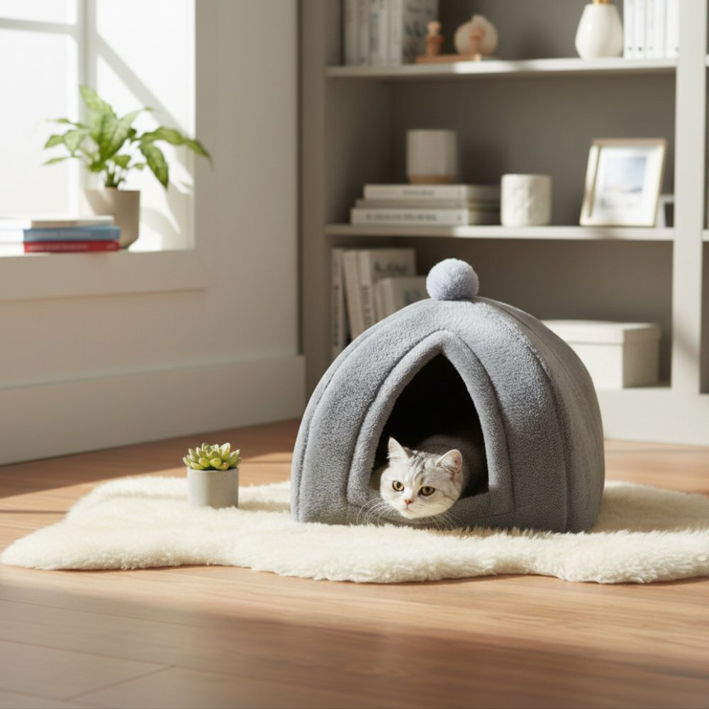 Cozyden Pet Cave | Warm All-Season Enclosed Pet Bed for Cats and Dogs