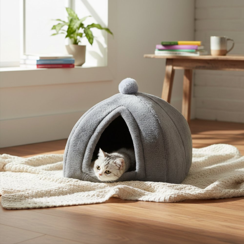 Cozyden Pet Cave | Warm All-Season Enclosed Pet Bed for Cats and Dogs