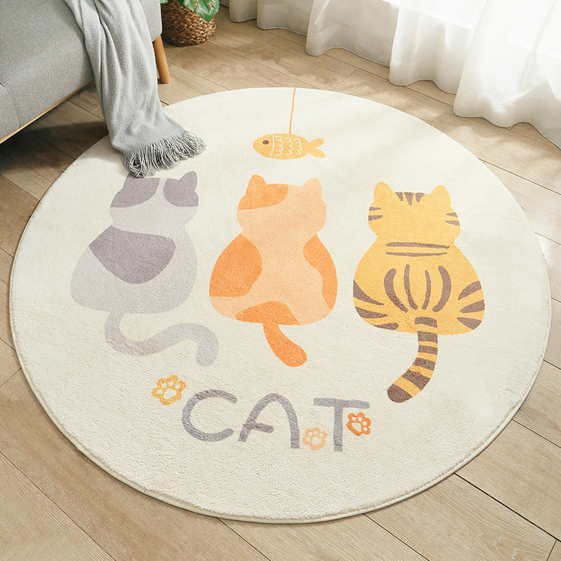 Cat Chat Cute Round Kids Rug | Soft and Machine Washable - Styyler