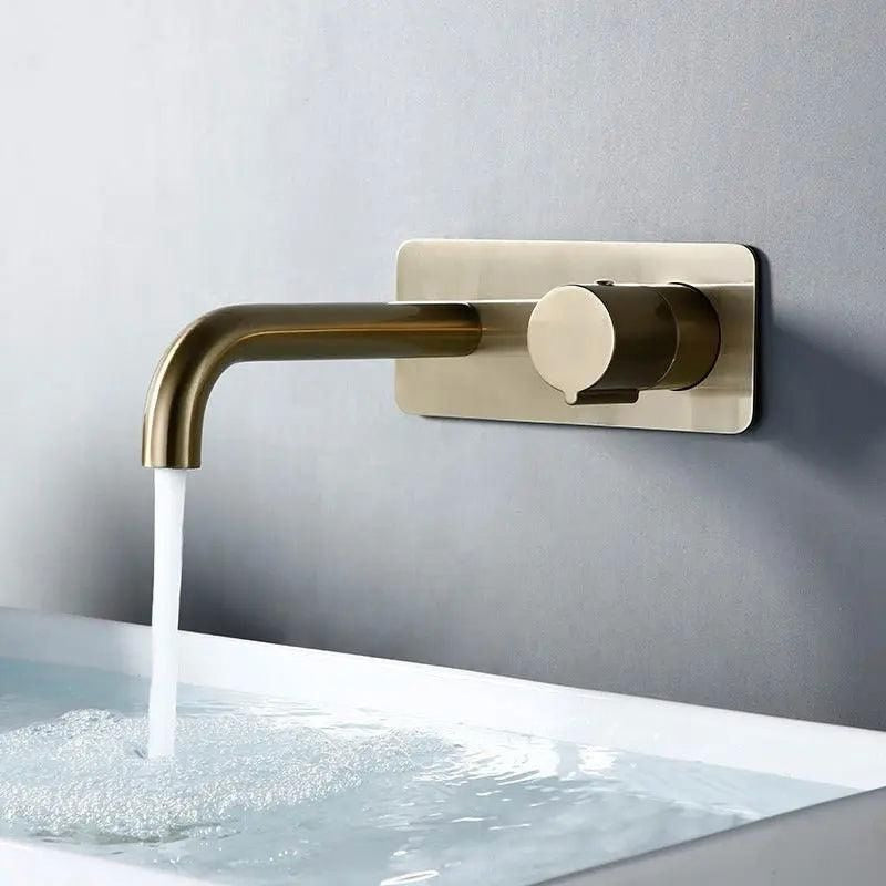 Cavion Wall-Mounted Basin Mixer Tap in Brushed Gold – photo 1