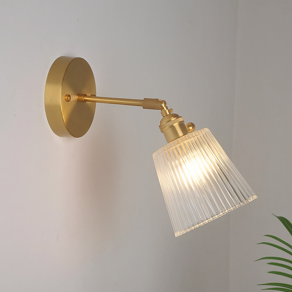 Velora Retro Brass & Glass Wall Light | Vintage Adjustable Sconce Lamp - Styyler