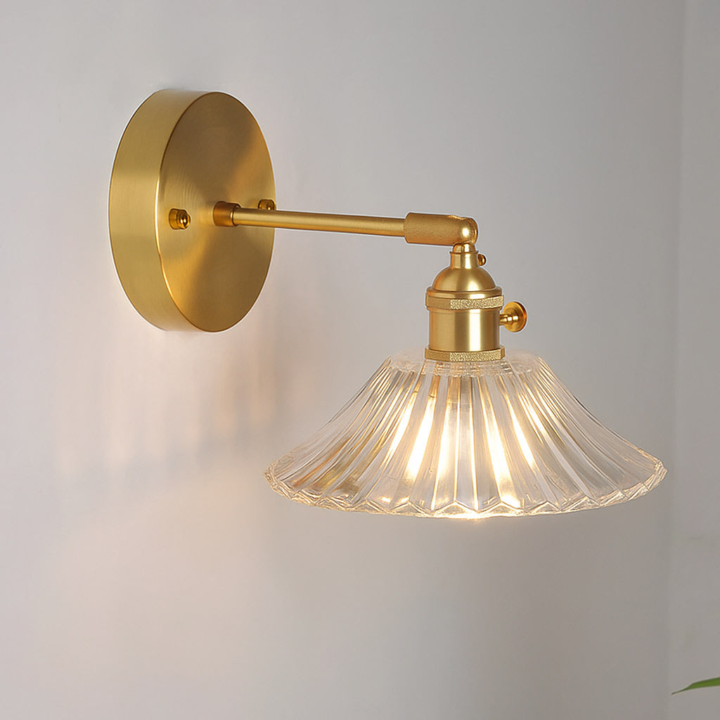 Velora Retro Brass & Glass Wall Light | Vintage Adjustable Sconce Lamp - Styyler