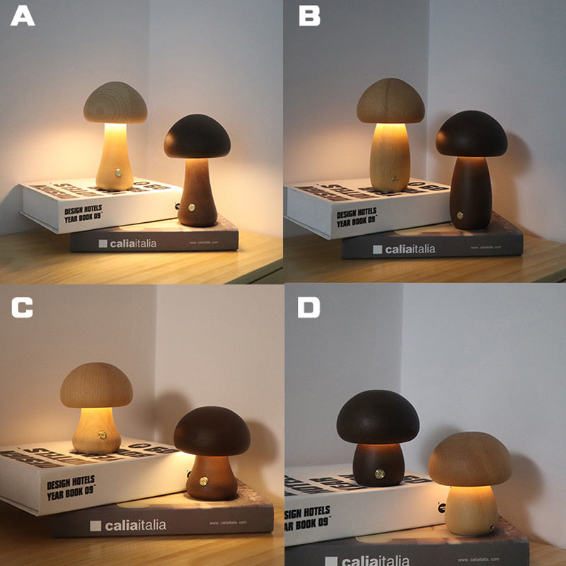 Myka Wooden Mushroom Table Lamp - Touch-Sensitive - Styyler