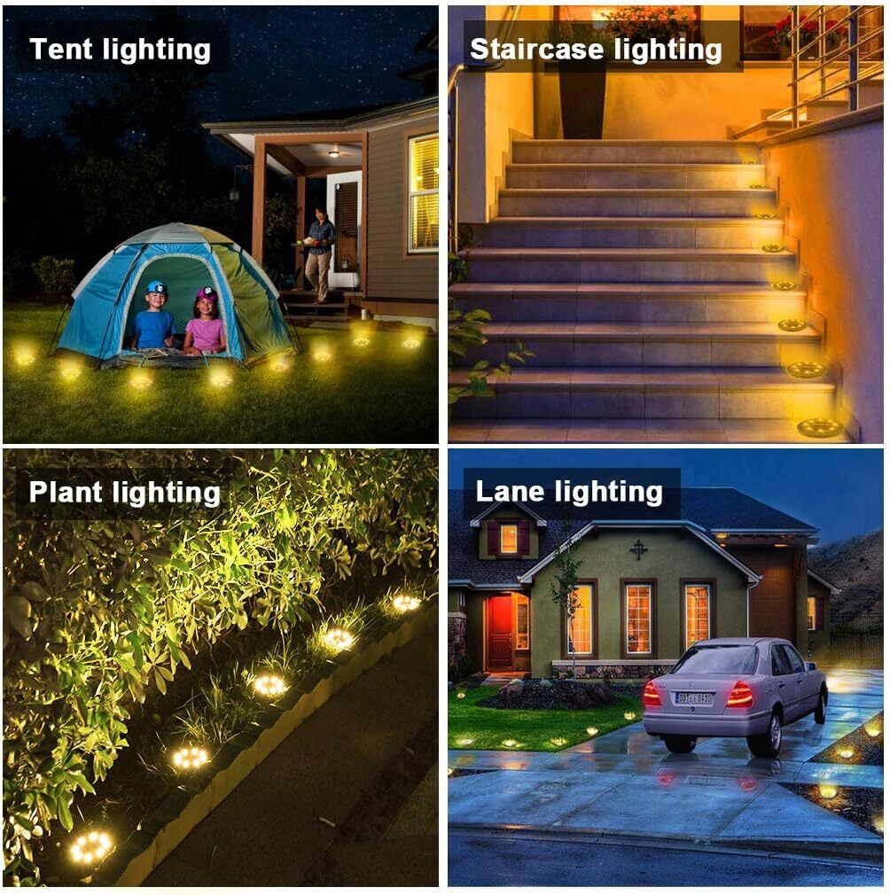 SunGlow 8-LED Solar Disk Lights - 6 Pack | Garden & Patio Lights - Styyler