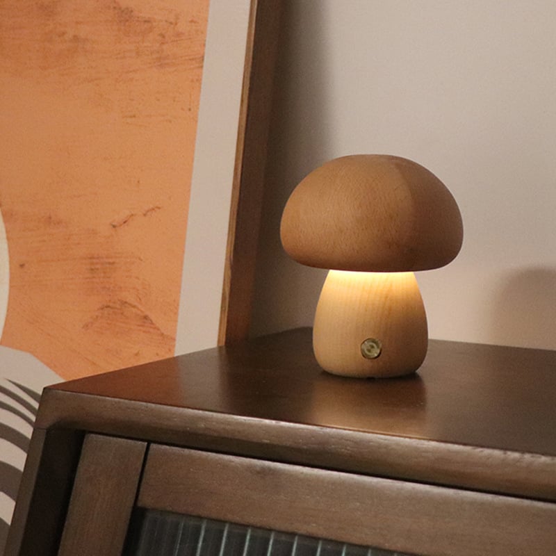 Myka Wooden Mushroom Table Lamp - Touch-Sensitive - Styyler