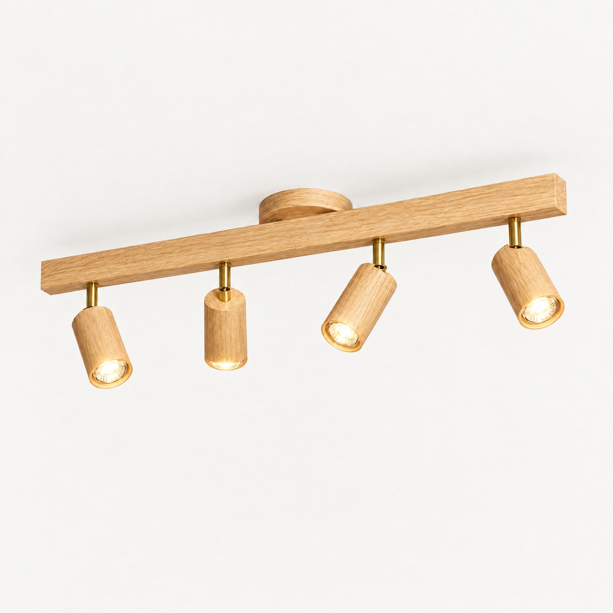 Holt oak ceiling spotlight bar with four adjustable heads