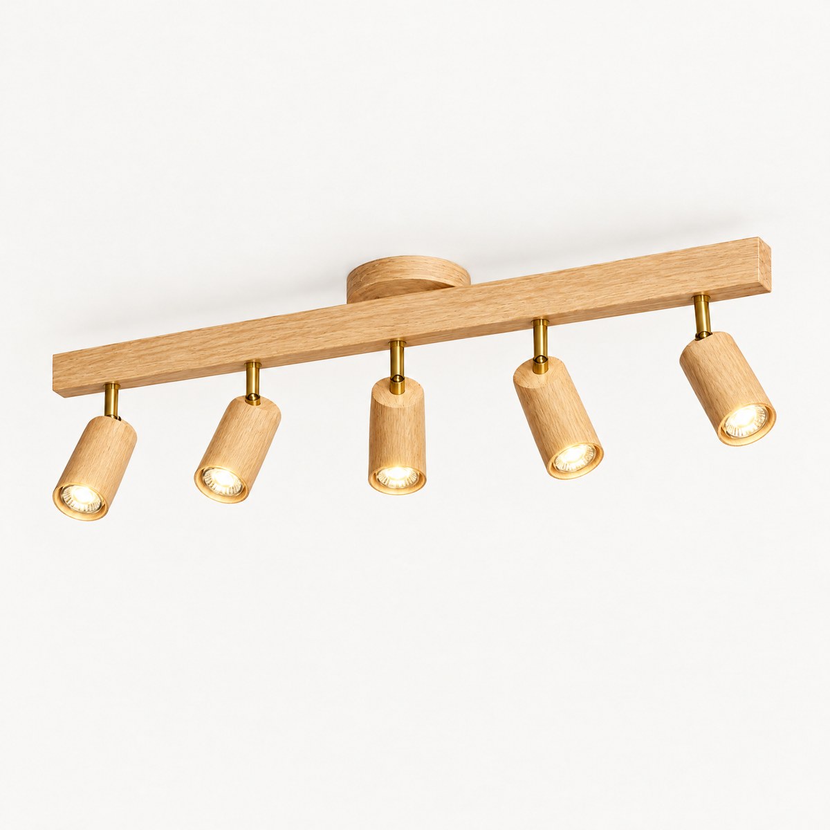 Holt oak ceiling spotlight bar with five adjustable heads