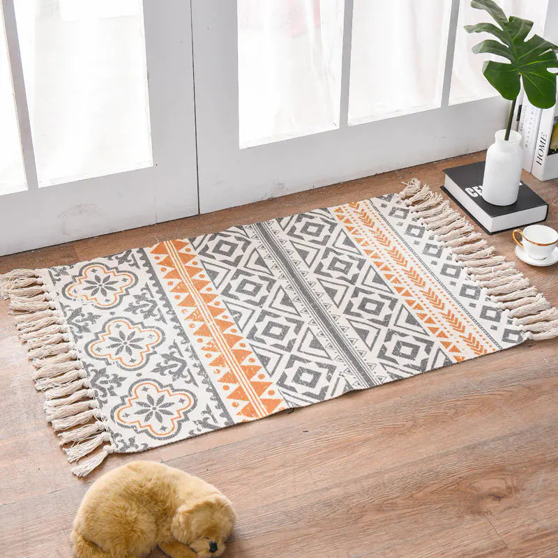 Azteca Accent Rug - Villa Style Linen and Tassels - Styyler