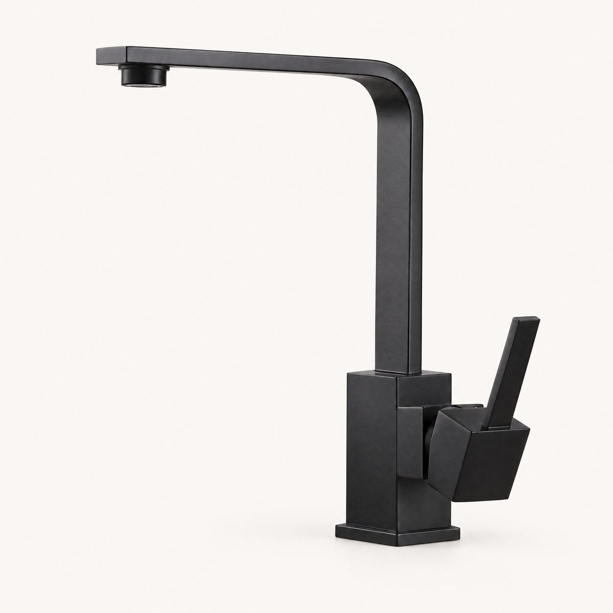 Lunaria matte black square kitchen mixer tap on white background