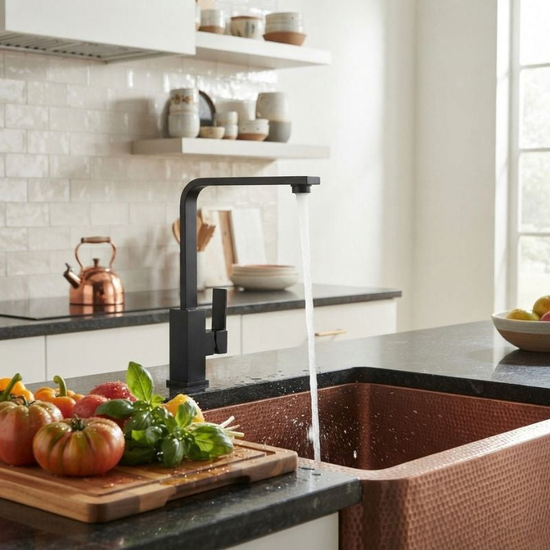 Lunaria Matte Black Square Kitchen Mixer Tap – photo 3